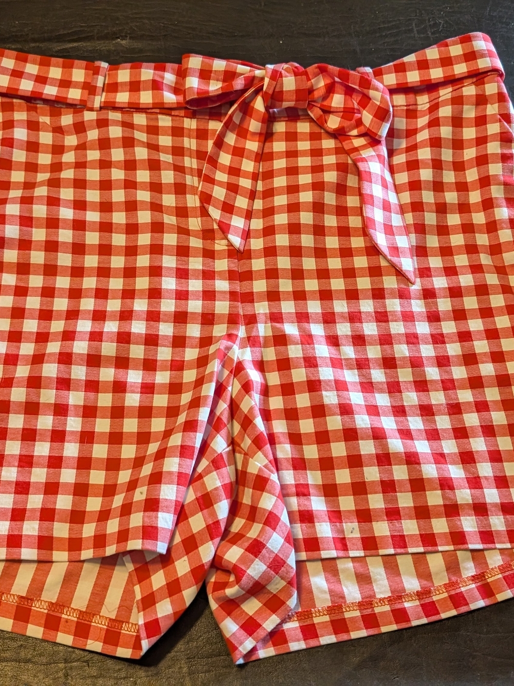Lane Bryant Red and White Gingham Tie-Waist Shorts